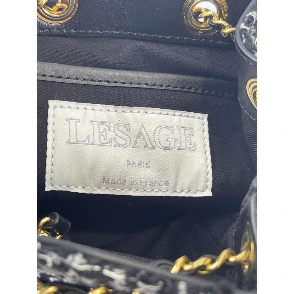 Billiontem Convertible‎ Mini Tweed Backpack/ Purse Black W/ Golden Chains